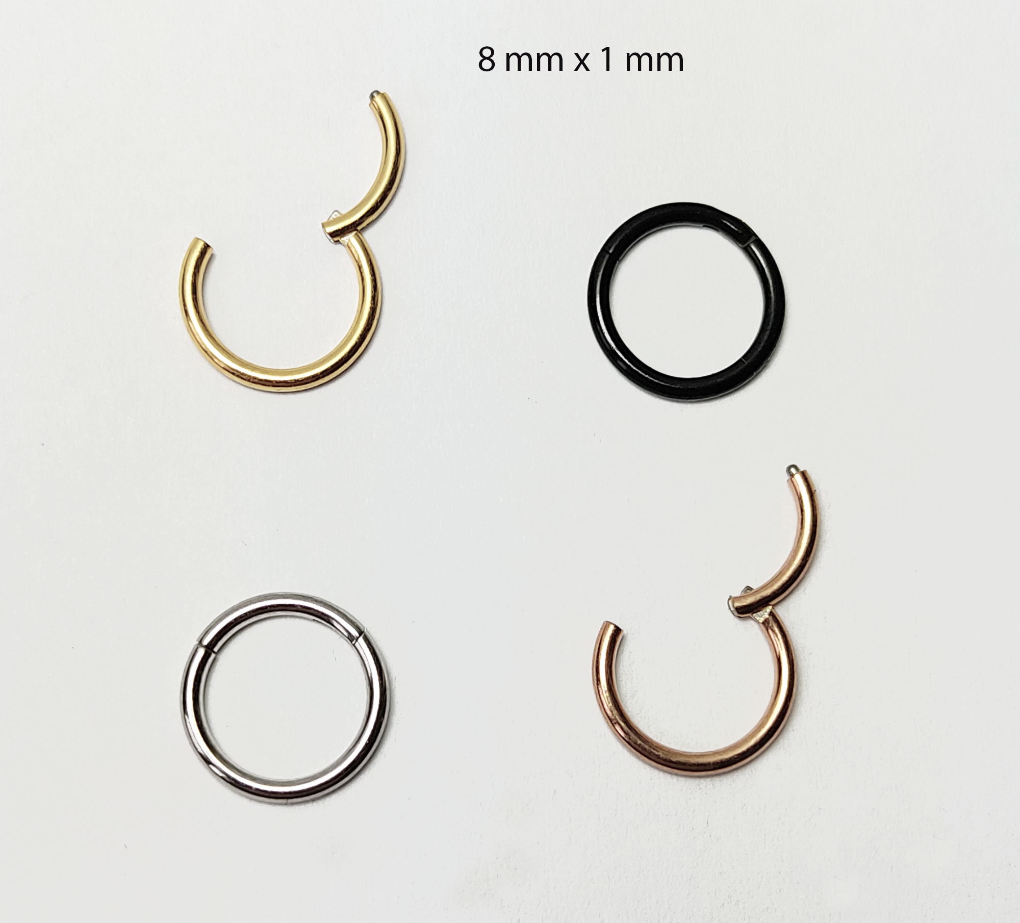 Hinged Clicker Hoop Sterling Silvergold or Rose Gold Nose 