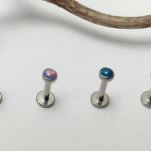 Opal Chirurgenstahl Labret Lippenpiercing Ohrpiercing Tragus Kugel winzigen Kopf minimalistisch winzig 3 mm Stablänge 8 mm