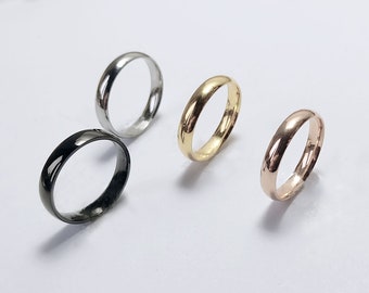 Edelstahlring Fingerring Ring Edelstahl Rosègold Gold Silber Schwarz Damen Herren dünn glatter Ring einfach schlicht 4 mm breit