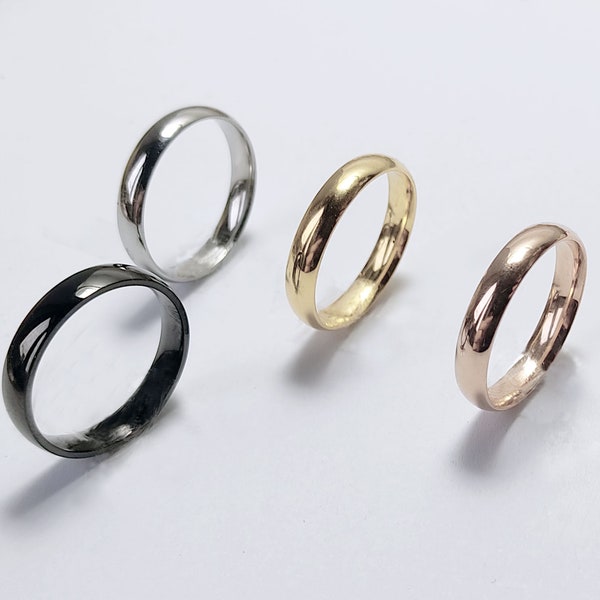 Edelstahlring Fingerring Ring Edelstahl Rosègold Gold Silber Schwarz Damen Herren dünn glatter Ring einfach schlicht 4 mm breit