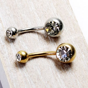 Bauchnabelpiercing Banane Kugel Ball Multicristal Stein Gold Silber Chirurgenstahl Frauen Piercing Körperschmuck Bild 1