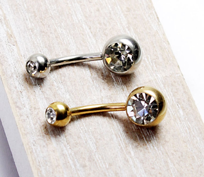 Bauchnabelpiercing Banane Kugel Ball Multicristal Stein Gold Silber Chirurgenstahl Frauen Piercing Körperschmuck Bild 1