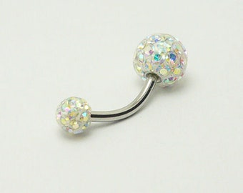 Belly button piercing banana ball multicristal stone