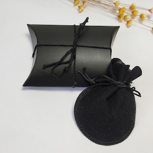 Set di scatole regalo, sacchetti di velluto, mini sacchetti, regalo per gli ospiti, matrimonio, nero, 9 cm x 6,5 cm, confezione da piegare, scatola di caramelle, carta kraft