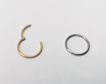 0,8mm(20g) Titan Nasenpiercing Segmentring Septum Nase Ring Brust Lippen Scharnier Clicker sehr dünner 8mm(5/16") 6mm (1/4") gold silber