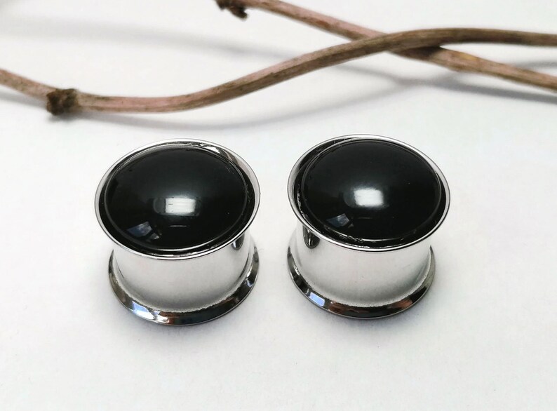 1 pair of Flesh Tunnel Steel Ear Plug Piercing Double Flared Hollow stainless steel tube gold rose silver black surgeon steel