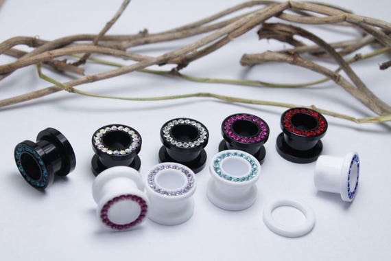 Ecarteur O Reilles Ear Tunnels Plugs Piercing Cubic Zirconia Acrylic - Foto 9