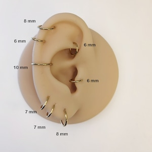 dünne Ohrringe Ohrpiercing mit Scharnier mini Creolen gold tragus helix Conchpiercing death minimalistische ohrcreolen groß klein