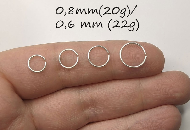 925er Silber 0,8 20g 0,6 22g Nasenring Nasenpiercing Septum Ring Nase Segmentring Lippe Ohr sehr dünn filigran Hoop Ring Tragus Helix Bild 2