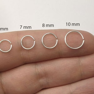 Argento 925 1.2/1/0.8/0.6 mm piccolo mini orecchino creolo anello a cerchio in filigrana molto sottile tragus helix conch piercing orecchino penetrante dell'orecchio