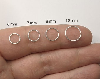 925er Silber 1/0,8/0,6 mm winzige mini creolen Ohrring sehr dünn filigran Hoop Ring Tragus Helix Conchpiercing ohrpiercing ohrring