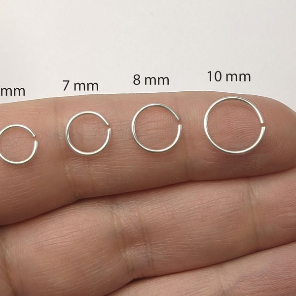 925er Silber 1/0,8/0,6 mm winzige mini creolen Ohrring sehr dünn filigran Hoop Ring Tragus Helix Conchpiercing ohrpiercing ohrring