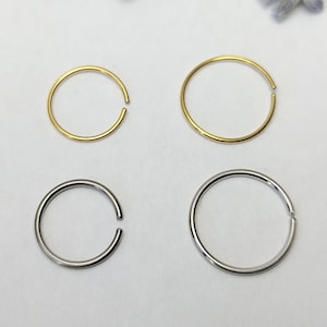 Titan 0,6 / 0,8 mm Rook Piercing Rook Creolen 6 mm 8 mm 10 mm gold silber Conch Ring Knorpelohrring Tragus dünn nickelfrei hypoallergen