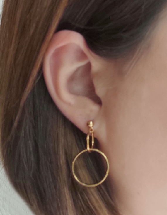 Gold circle earrings sale dangle