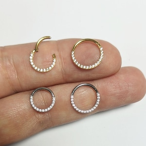 Nasenring Daith Nasenpiercing helix Septum Segmentring Brustring Ohrpiercing rook ohrringe Scharnier Clicker Silber Gold strass steine