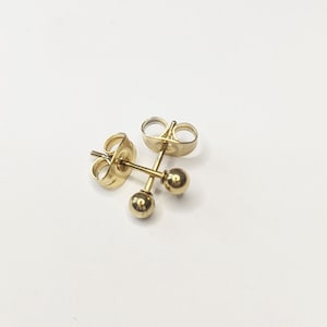 18k gold plating small ball stud earrings ball ball surgical steel stainless steel gold 3 mm 4 mm 5 mm small minimalist image 1