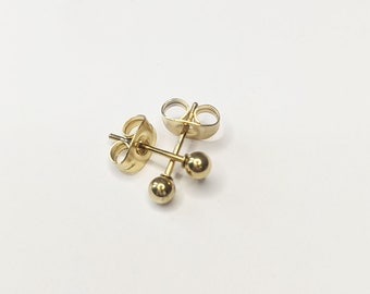 18k gold plating small ball stud earrings ball ball surgical steel stainless steel gold 3 mm 4 mm 5 mm small minimalist