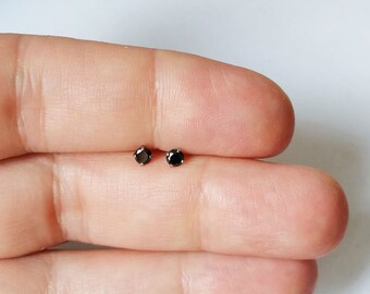 1 Paar winzige kleine Ohrpiercing minimalistisch Ohr schwarz Zirkonia Edelstahl Ohrstecker Ohrmuschel Piercing Chirurgenstahl  Silber 3 mm