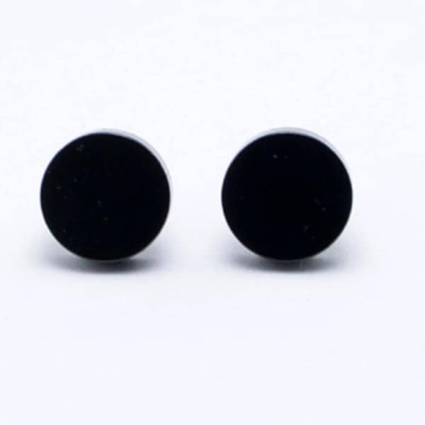 Earrings Women Black Stud, Jet Black Stud Earrings for Men, Fake Plug 6-10mm Black Surgical Steel Point
