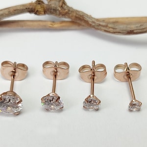 1 Paar Ohrstecker Crystal minimalistisch Ohr Zirkonia Edelstahl Ohrpiercing Ohrmuschel Piercing Chirurgenstahl Rosegold 2 /3/ 4/ 5/ 6 mm