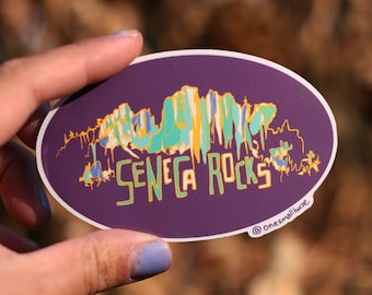 Seneca Rocks West Virginia Climbing Sticker Vinyl Rock Climber Gifts Purple Handmade Weatherproof WV Trad Multi pitch