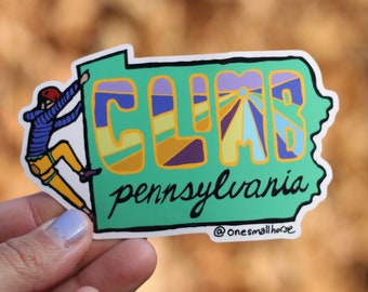 Climb Pennsylvania Climbing Sticker Vinyl Rock Climber Gifts Handmade Weatherproof PA