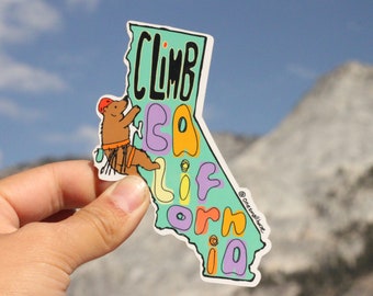 Climb California CA Vinyl Rock Climbing Sticker Rock Climber Gifts