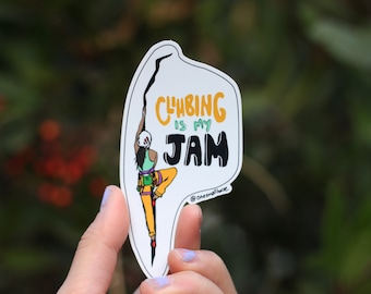 Climbing is my Jam Climbing Sticker Vinyl Trad Crack Rock Climber Gifts Waterproof