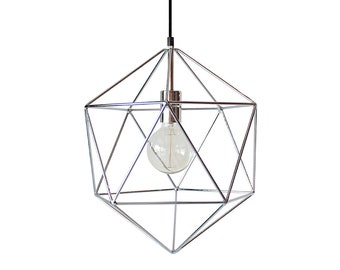 Lampe suspendue minimaliste moderne, éclairage en polyèdre, lampe à Cage géométrique industrielle, ampoule Edison, décoration de maison en diamant