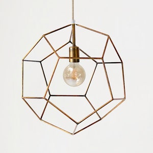 Modern Geometric Chandelier Cage Ceiling Light Minimal Industrial Pendant Lighting Gold Bronze Lamp