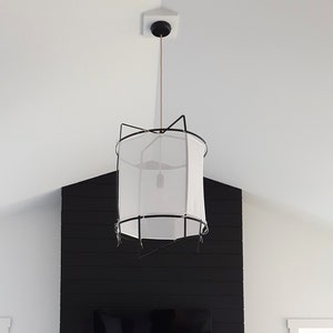 Boho Rustic Rope Pendant Light Cage Modern Chandelier Industrial Lighting Linen Fixture Fabric Lampshade Cottage