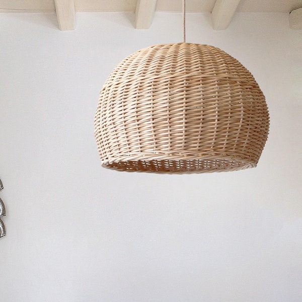 Handmade Rattan Pendant Light, Woven Wicker Basket Lamp