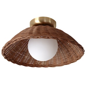 Natural wicker and jute reyna flush mount ceiling light top