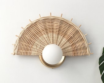 Reveal Rattan Sconce Globe Sconce Light Minimal Bamboo Brass Wall Lamp
