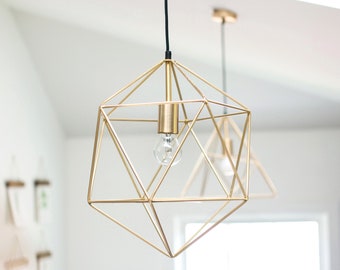 Gold Pendelleuchte Minimal Chandelier Beleuchtung Geometrische Polyhedron Deckenleuchte Metallkäfig Globus Vintage Industrielle Moderne Lampe