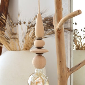 Holzperle Pendelleuchte Moderne Deckenleuchte Holzperlen Kronleuchter Beleuchtung Geometrische Minimale Hängelampe Moderne Wohnkultur