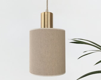 Linen Pendant Light Minimal Lamp Fabric Lampshade Modern Chandelier Mid Century Home Decor