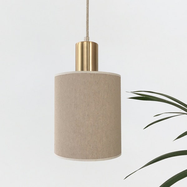 Linen Pendant Light Minimal Lamp Fabric Lampshade Modern Chandelier Mid Century Home Decor