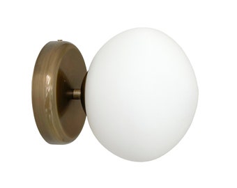Applique murale minimaliste en verre opale, laiton brossé, lustre pour meuble-lavabo, éclairage [ANN]