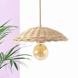 Rattan Pendant Light Boho Rustic Lighting Chandelier Eclectic Ceiling Lamp Wood Home Decor