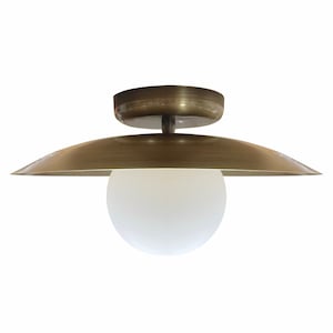 Flush Mount Ceiling Light Glass Globe Sconce Minimal Brass Chandelier Midcentury Modern Rustic Lighting