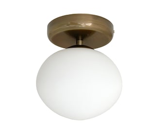 Minimal Flush Mount Glass Globe Ceiling Light Minimalist Sconce Opal Globe Wall Lamp (ANNIE)