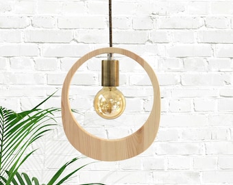 Lámpara colgante de madera minimalista Iluminación rústica escandinava Decoración del hogar
