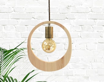 Minimal Wood Pendant Light Scandinavian Rustic Lighting Home Decor