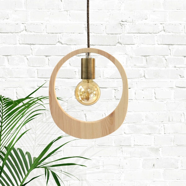 Lámpara colgante de madera minimalista Iluminación rústica escandinava Decoración del hogar