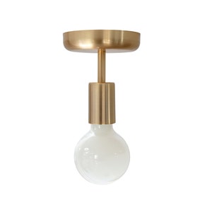 Brass Minimal Ceiling Light Flush Mount Foyer Lamp Brass Mid Century Modern Lighting