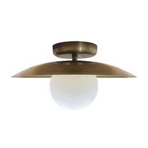 Flush Mount Ceiling Light Glass Globe Sconce Minimal Brass Chandelier Midcentury Modern Rustic Lighting