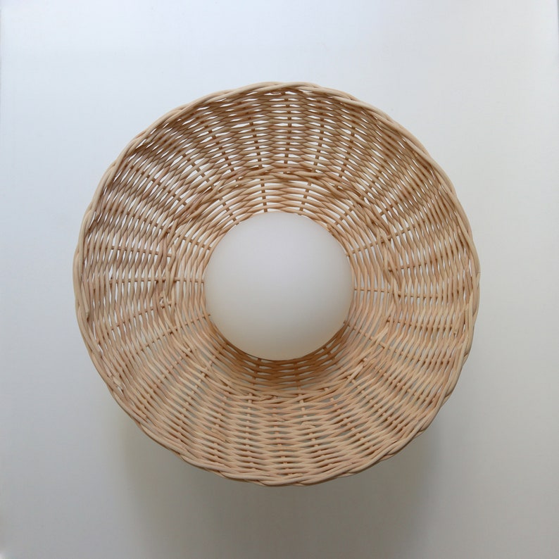 Rattan Ceiling Light Woven Pendant Lamp Flush Mount Lighting Minimal Globe Chandelier image 5