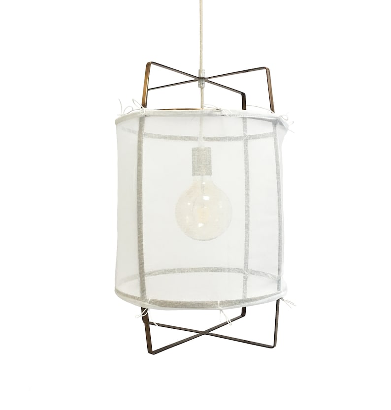 Boho Rustic Rope Pendant Light Cage Modern Chandelier Industrial Lighting Linen Fixture Fabric Lampshade Cottage