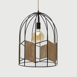 Rustic Chandelier Minimal Pendant Light Jute Rope Lamp Farmhouse Lighting